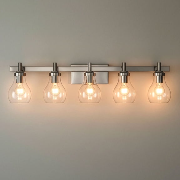 Possini Euro Design Possini Euro Danvers 35 1/4"W Brushed Nickel 5-Light Bath Light