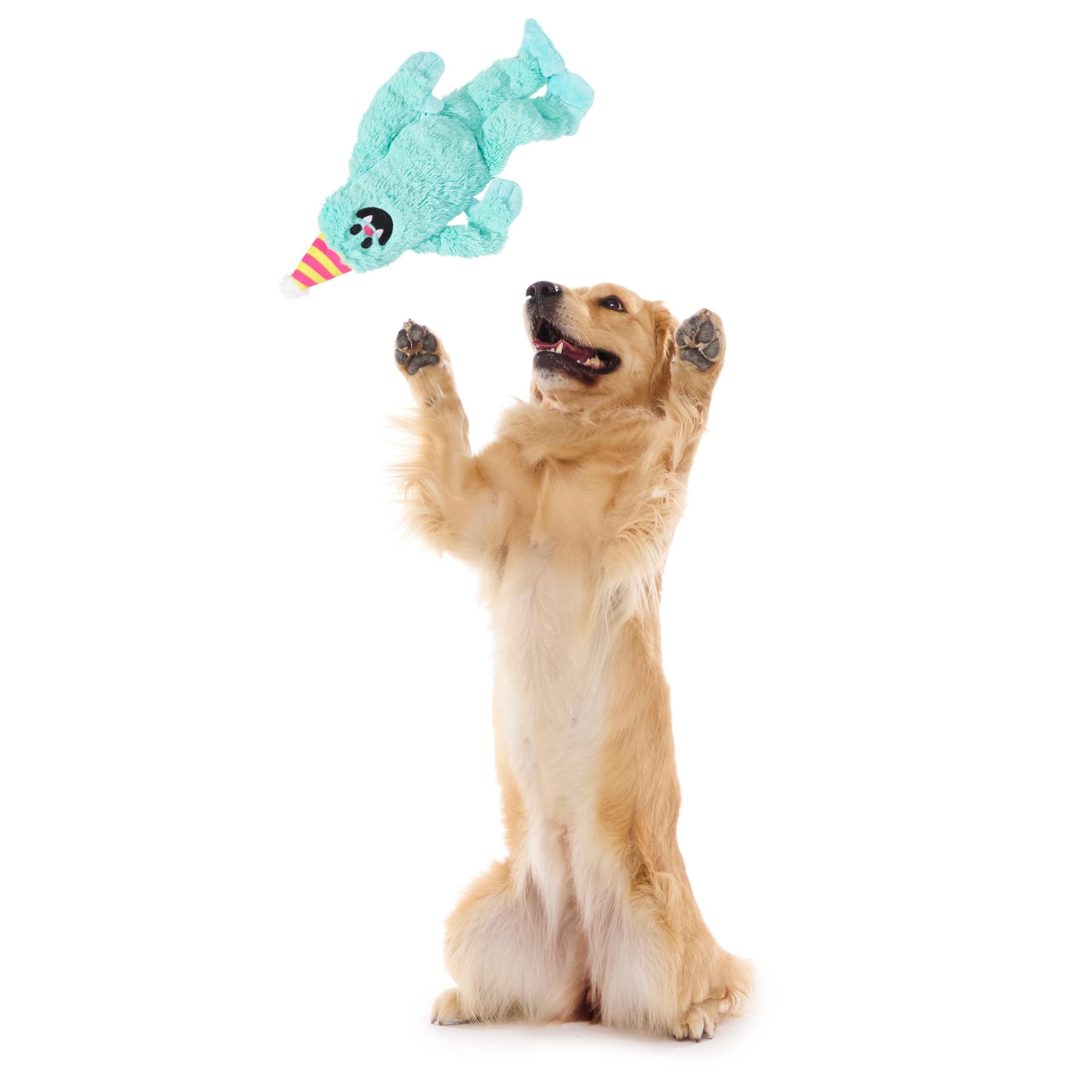 BARK Party Monster Marty Birthday Party Monster Blue Plush Dog Toy Large