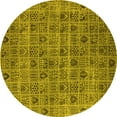 thumbnail image 1 of Ahgly Company Machine Washable Indoor Round Oriental Yellow Industrial Area Rugs, 5' Round, 1 of 4