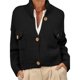 thumbnail image 2 of Suéteres Tipo Cárdigan Cortos para Mujer, de Punto Grueso, con Botones, Larga, Cuello Alto y Abertura Frontal, Chaquetas Holgadas. Negro M, 2 of 7