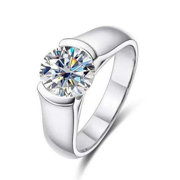 2CT Round Moissanite Solitaire Ring Women Men GRA 925 Sterling Silver Pass Test