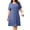 Dark-Blue, variant on Plus Size Womens Dresses Short Sleeve Lightweight Ribbed Sundress V Neck Casuel Shirt Dresses