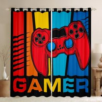 Homewish Red Gamepad Blackout Curtains Set of 2 (52x84 Each),Game Console Window Curtains,Gamer Gaming Curtains and Drapes For Boys,Breathable Bedroom Decorative