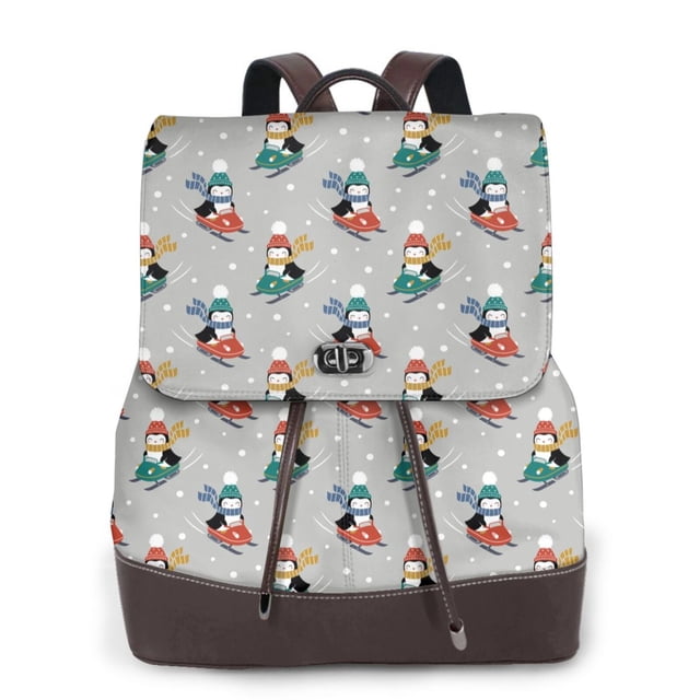 Fotbe Skiing penguin Mochila Bolso con Estampado para Mujer, Mochila Antirrobo de Nylon Impermeable, Bolsa Ligera de Hombro