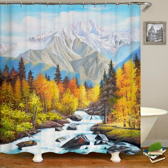 Forest landscape Painting Shower Curtain Waterproof Washable Bathroom Decorative Curtain 3D Shower Curtains With Hook 240X180cm