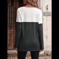 thumbnail image 4 of Camisetas de Punto Gofre para Mujer, Camisetas de Larga con Bloques de Color y Detalle de Botones, Túnicas Gris L, 4 of 10