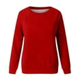thumbnail image 3 of VANLOFE Women's Solid Color Long Sleeve Sweatshirt Round-Neck Sweatshirt for Women Women's Fashion Trendy Red Sweatshirt S, 3 of 4
