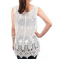 thumbnail image 2 of Lace Floral Sleeveless Mesh Crochet Cotton Long Tank Top (White), 2 of 2