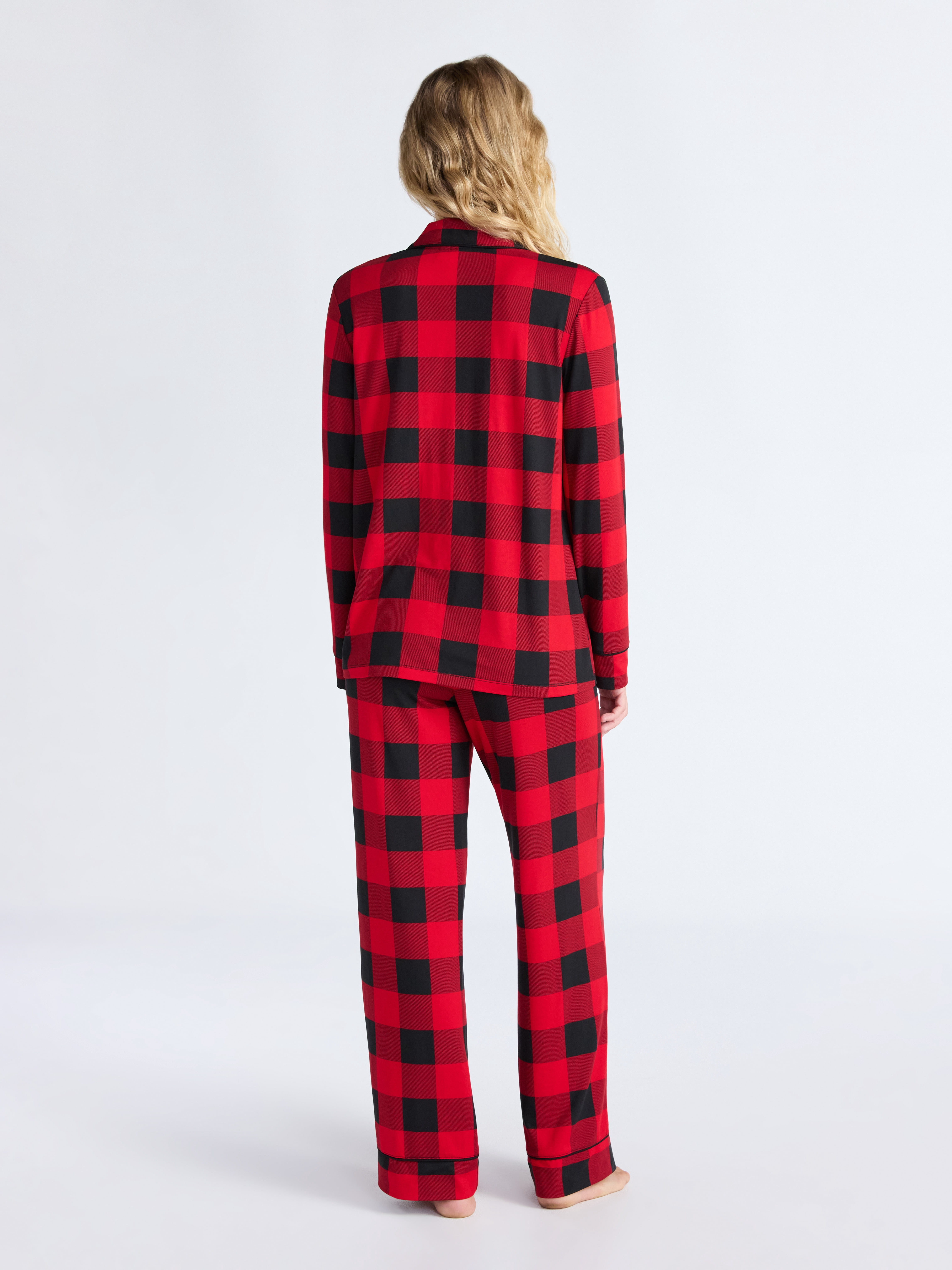 Joyspun Women’s Dreamy Soft Collection Long Sleeve Top and Pants Pajama Set, Sizes XS-4X