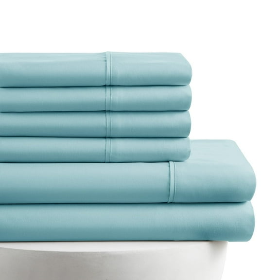 American Home Collection Full Size 6 Piece Bed Sheet Set Aqua - Ultra Soft Microfiber Deep Pocket Wrinkle Free