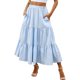 thumbnail image 1 of Falda midi bohemia en línea A para mujer: cintura elástica alta, bajo con volantes, bolsillos, prenda informal para el verano, 1 of 4