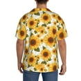 thumbnail image 3 of Lsque Yellow Polka Dot Sunflower print Men's Cuban Collar Short Sleeve Shirt Summer Beachwear Casual Button Down Fashionable Vacation Leisure Shirt-Small, 3 of 7