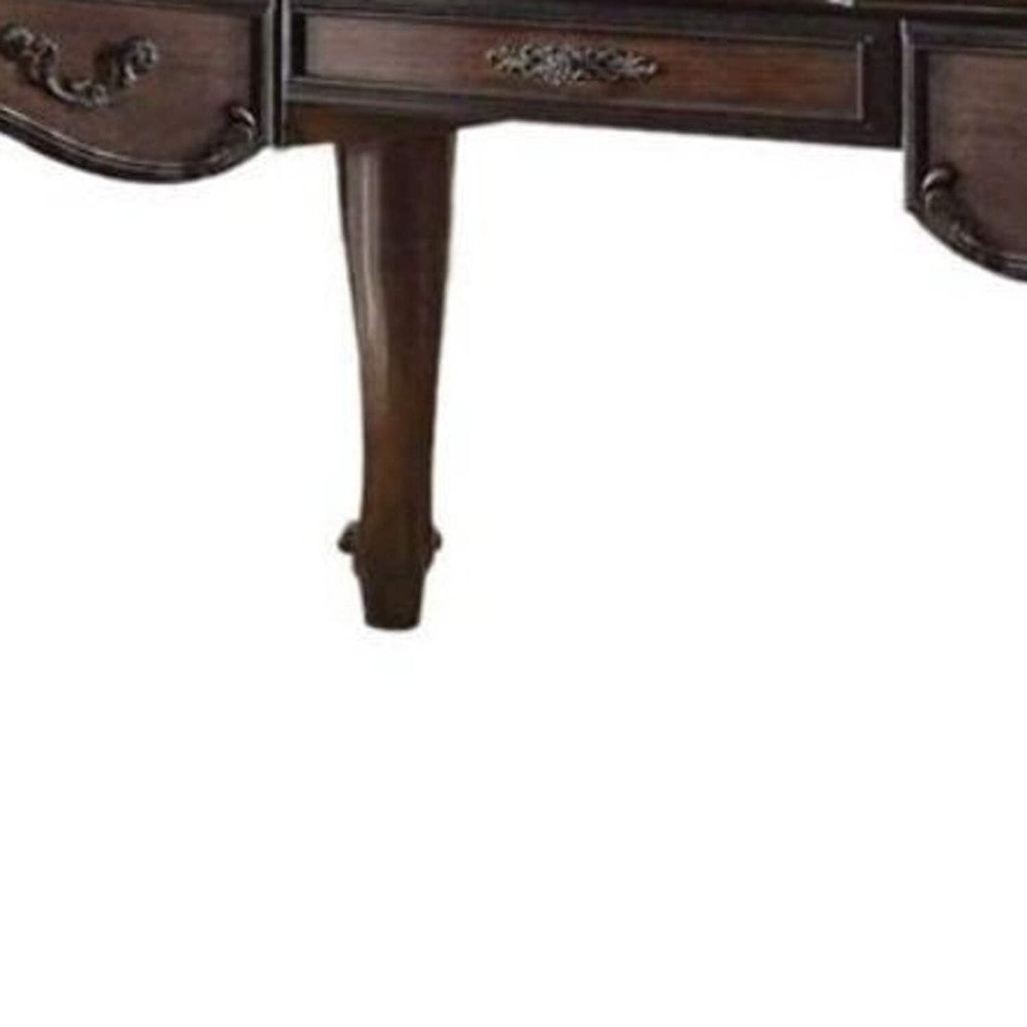 HomeRoots 491398 72 in. Wood Unique Executive Desk with Three Drawers, Dark Brown