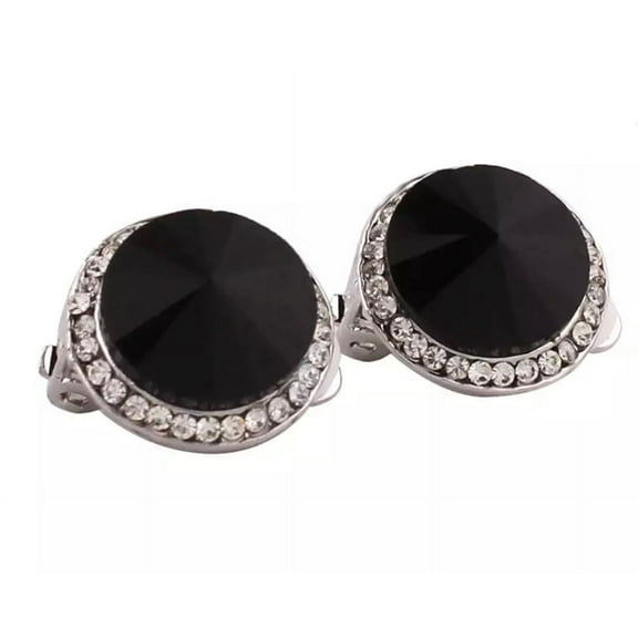Clip on small round silver or gold earrings with stones in a variety of colors