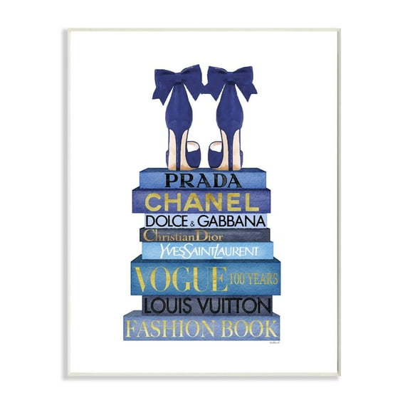 Stupell Industries Blue Bow Heels above Iconic Designer Books Designed by Amanda Greenwood
