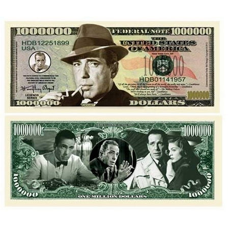 25 Humphrey Bogart Million Dollar Bill with Bonus “Thanks a Million” Gift Card