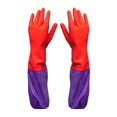 thumbnail image 1 of 1 pair Winter Long Warm Waterproof Rubber Household Gloves Cleaning Dishwashing Brushed Washing Clothes Gloves, 1 of 3
