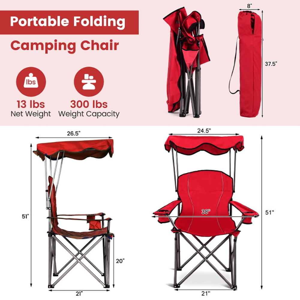 Aimee Lii Portable Folding Beach Canopy Chair with Cup Holders, Camping Chairs with Canopy, Red Aimee Lii Portable Folding Beach Canopy Chair with Cup Holders, Camping Chairs with Canopy, Red