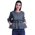 thumbnail image 1 of Moomaya T-Shirt à Manches Cloche pour Femmes Col Rond Imprimé Coton Crop Top Décontracté, 1 of 4