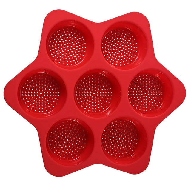 Bread Mold Air Hole Design High Temperature Resistant Good Flexibility Breathable 7 Circles Make Hamburger Buns Solid Color Soft Silicone Pastry Mold Cooking Gadget
