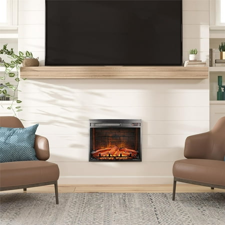

23 inch Electric Glass Front Fireplace Insert with Remote Black