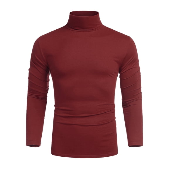 Coshow Men's Turtleneck T shirt Casual Lightweight Cotton Slim Fit Basic Pullover Tops