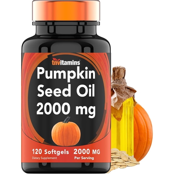 TNVitamins Pumpkin Seed Oil Softgels 2000 mg – Dietary Supplement with Omega 6 & Omega 9 – Non-GMO – 120 Count