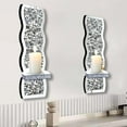 thumbnail image 5 of Set of 2 Crystal Crush Diamond Candle Sconces, Gorgeous Silver Mirrored Wall Sconce, Wave Pattern Irregular Candle Holder Glass Wall Decorations for Home Décor, Living Room, Dining Room., 5 of 14