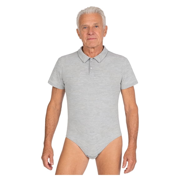 Aiihoo Men Dementia Bodysuit Incontinence Leotard Post Surgery Senior Underwear Pajamas Rompers for Bedroom Grey 3XL