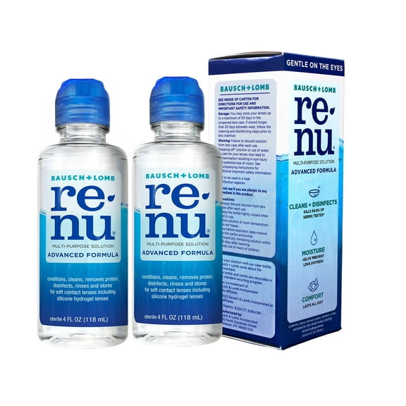 2 Pack Renu Advanced Formula Contact Lens Cleaning Solution 4fl Oz Each