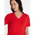 thumbnail image 4 of Time and Tru Women's V-Neck Tunic Tee with Short Sleeves, Sizes XS-XXXL, 4 of 5