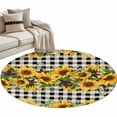 thumbnail image 2 of Texas Star Sunflower Washable Round Area Rug 3 ft, Vintage Flowers, Soft Non Slip Rugs Stain Repellent Indoor Felt Carpet for Living Dining Room Bedroom Home Office, 2 of 9