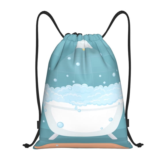 Fotbe Bathtub with Soap Bubbles Bolsa Mochila con Cordón Estampada, Bolsa de Gimnasio Deportiva, Bolsa Cinch, Bolsa con Cordón para Hombres y Mujeres-Small