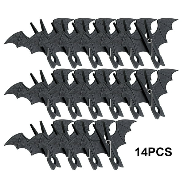 jovati 14pcs Halloween Black Clothes Pins, Windproof Non-Slip Clothesline  Clips, Bats Clothes Clips, Black Plastic Clothespin For Hanging Clothes