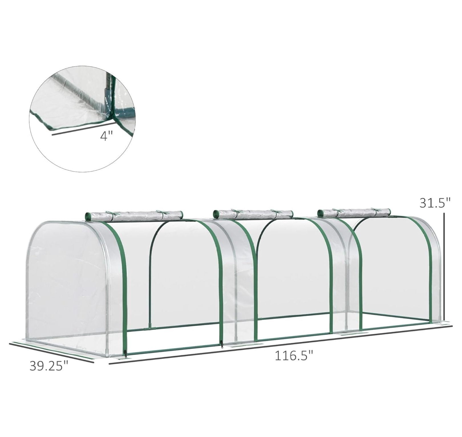 SONGMY 10' x 3' x 2.5' Mini Greenhouse, Portable Tunnel Green House with Roll-Up Zippered Doors, UV Waterproof Cover, Steel Frame, Clear