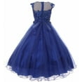thumbnail image 2 of Big Girls' Lace Floral Embroidery Glitter Junior Bridesmaid Pageant Flower Girl Dress Blush 8 (C17B08), 2 of 3