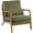 Mid-back Green, variant on Handcrafted Upholstered Solid Wood Accent Armchair in Living Room Apartment Office Modern Leisure Lounge Vntage Retro Wooden Chair, Oak Armrest Lumbar Pillow, Reading Chair (Mid-Back Cream White)