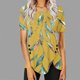 thumbnail image 2 of Blusas de Manga Corta para las Mujeres Botón Impreso Cuello Redondo Top Casual, Blusas para las Mujeres Casual, 2 of 5