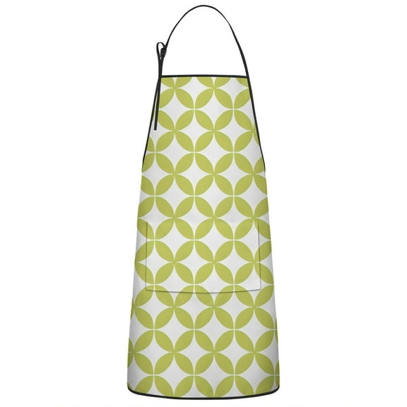 Green White Checkerboard Checkered Pattern Apron-Garden Aprons for Women with Pockets-Cotton Linen Waterproof Kitchen Cooking Gardening Aprons Adjustable for Kitchen,Cooking,BBQ and Salon 33x27 Inch