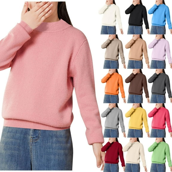 Sweaters for Boys Size 6, Children's Winter Solid Color Long Adding Velvet And Thickening Sleeved Casual Long Sleeved Half High Collar Sweater For Kids, Fall Sweaters Plus Size(3-4Years)