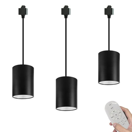 

FSLiving Dimmable 7W COB LED H-Type Track Spotlight Modern Black Pendant Lights Light with Focused Adjustable Linear Accent Light Stepless Dimming Color Changing for Dining - Set of 3