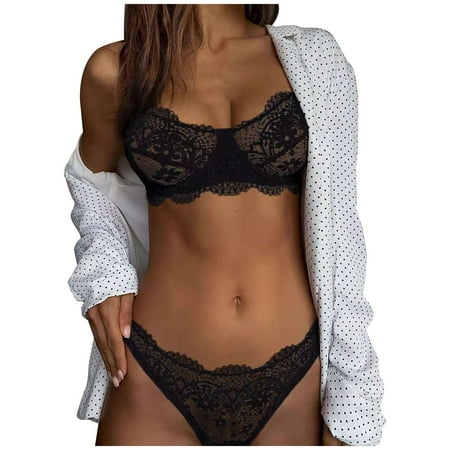 

EHTMSAK Eyelash Plus Size Babydoll Lingerie Set for Women Lace Teddy Lingerie Sexy Bra and Panty Sets Black 3XL
