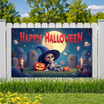 thumbnail image 6 of Orange Theme Halloween Banner Witch Hat Skull Decoration Fabric Material for Halloween Party Outdoor Decoration Indoor Decoration, 6 of 9