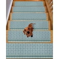 thumbnail image 2 of Green Abstract Floral Stair Treads Non Slip for Steps Country Vintage Tribal Geometric Flower Plaid 4 Pcs Reusable Adhesive Stair Runner Mats for Dogs Elders Carpet Treads Rugs for Staircase 8x30 In, 2 of 7