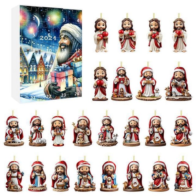 Caja ciega con calendario de Navidad, caja ciega con cuenta atrás de Navidad, colgante de Pascua, caja ciega navideña