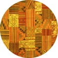 thumbnail image 1 of Ahgly Company Indoor Round Patchwork Yellow Transitional Area Rugs, 7' Round, 1 of 4