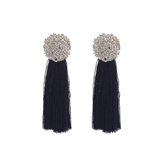 Pendientes colgantes con borlas de moda para mujer, pendientes de cuentas hechos a mano para boda, E1142 negro