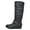 BLACK, variant on Dream Pairs Womens Wide-Calf Knee High Low Hidden Wedge Slouch Buckle Boots Ura Black Size 7