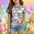 thumbnail image 2 of UngA Easter Shirts for Girls Bunny Kids Cute Rabbit Print Tops Tees Funny Short Sleeve Toddler Girl T Shirt (Grey,2-3 Years), 2 of 6