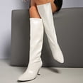 thumbnail image 6 of Women's Boots Solid Color Pointed Toe Side Zipper Mid-Calf Boots Stretch Shaft Sturdy Heel Comfort Fashion Fall Winter Casual Outdoor Daily Wear, 6 of 8